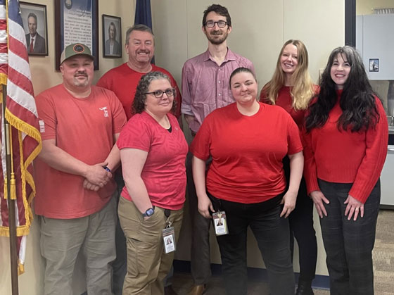 Staff from the Ketchikan District Attorney’s Office, including DA Alexander Kramarczuk, and the Ketchikan Probation Office wore red to work to recognize May 5, 2024, as Missing and Murdered Indigenous People Awareness Day. 