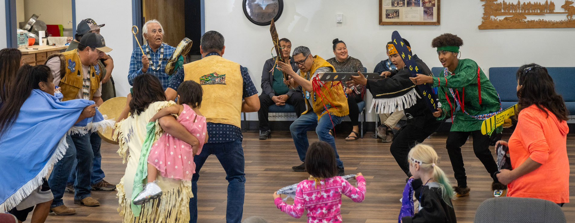 During the 2024 Tanana Chiefs Conference Partner Boat Trip, the Native Village of Tanacross performed dances to honor the coming together of Tribal, State, and Federal Leaders.