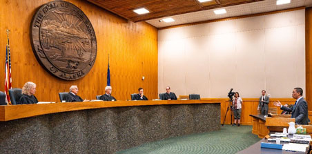Attorney Elbert Lin gives oral arguments before the Justices of the Alaska Supreme Court